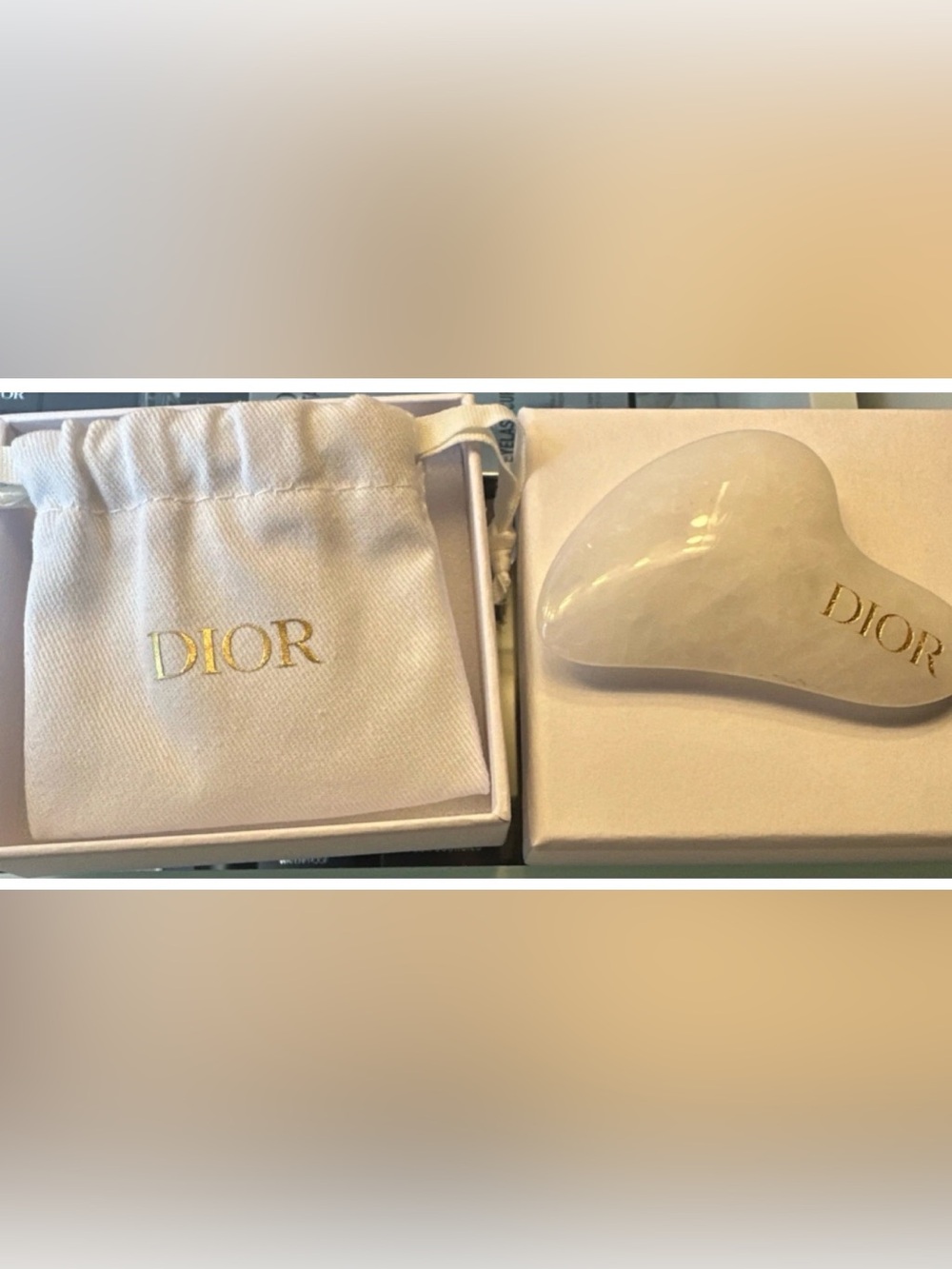 Exclusive Dior White Stone Face (Gua Sha)Massage Tool with Pouch & Box 🤩🤍